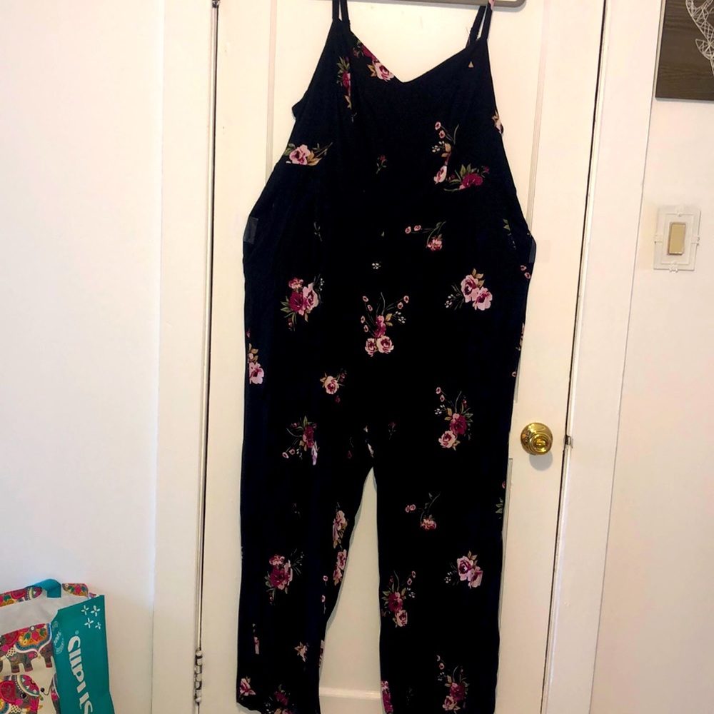 Torrid Black Floral Jumpsuit